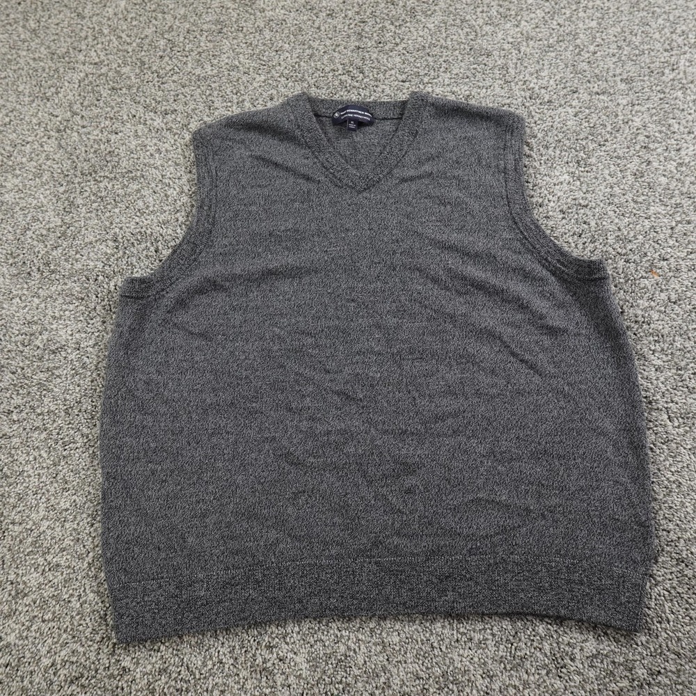 Hart‎ Schaffner Marx Sweater Vest Mens XL Gray Merino Wool Pullover V Neck Knit